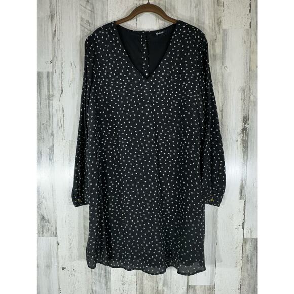 Madewell Shift Dress Size Small 100% Silk Star Print Button Back V-Neck Lined - Picture 2 of 8